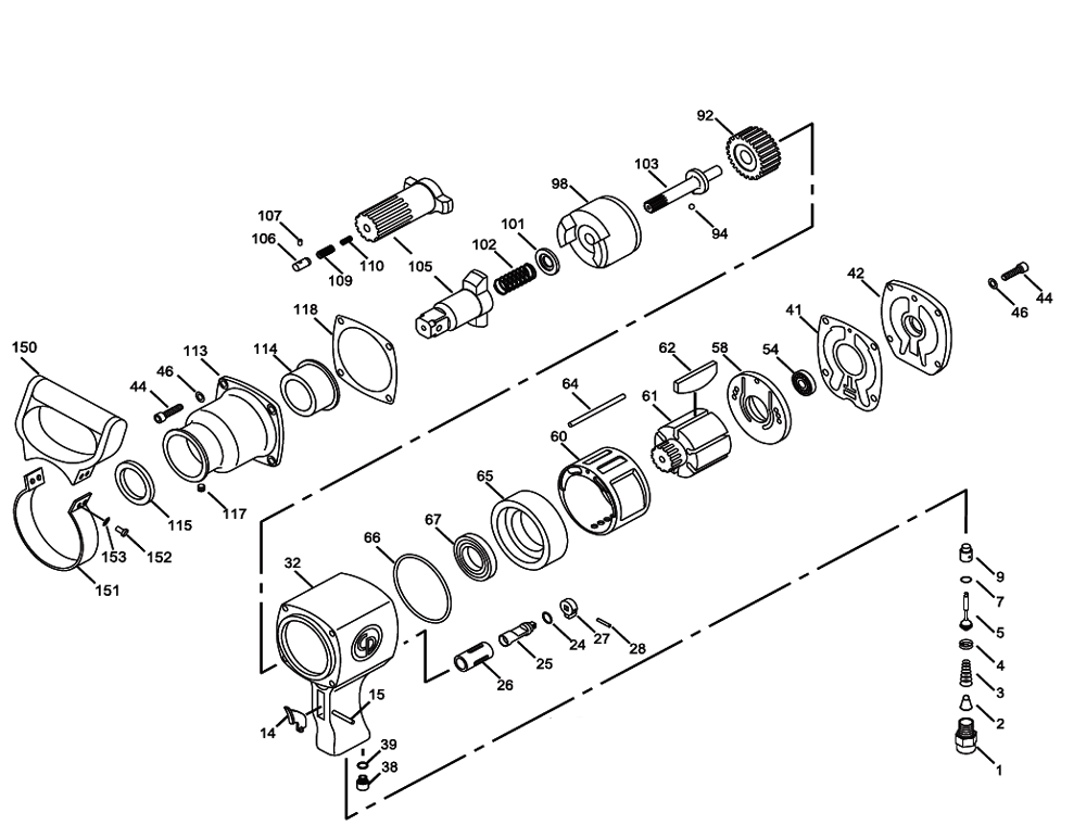 Figure 0 Diagram and Parts List for CP0611PRLS  Chicago Pneumatic Wrench